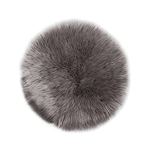 Teppich Wölkchen Schaffell Lammfell Imitat, Fell Rund, Fellteppich Rund, Kunstfell Teppich - Flauschiger Teppich Wohnzimmer, Bettvorleger Schlafzimmer - Braun - Rund 120cm von Teppich Wölkchen