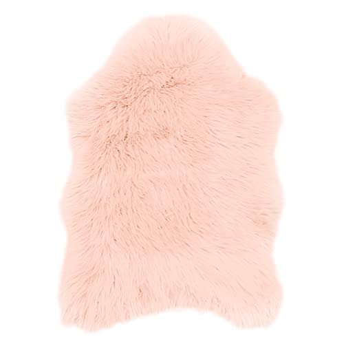 Teppich Wölkchen – Flauschiger Hochflor-Teppich Schlafzimmer - Schaffell Kunstfell Lammfell - Bettvorleger & Tisch-Läufer - weicher Fellteppich - Rosa - 100x150cm von Teppich Wölkchen