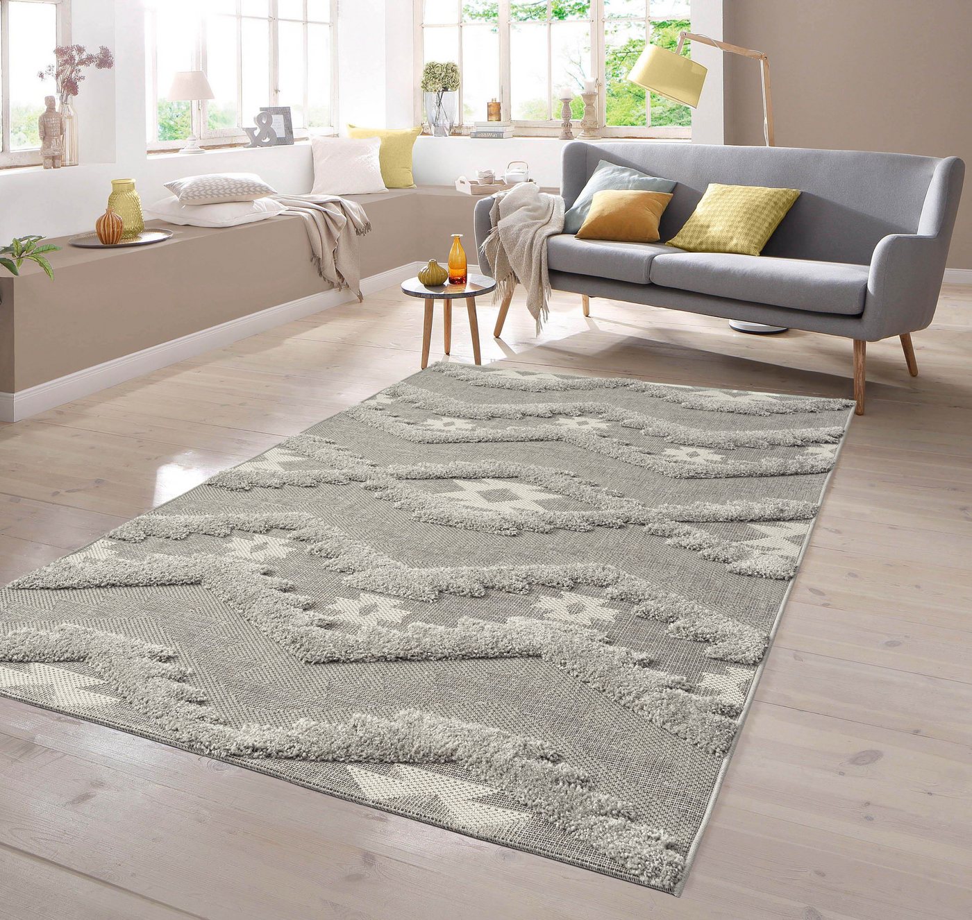 TeppichHome24 Outdoorteppich In- & Outdoor Teppich Rautenmuster mit Hoch Tief Effekt in grau, rechteckig, Höhe: 5 mm TeppichHome24 Outdoorteppich In- & Outdoor Teppich Rautenmuster mit Hoch Tief Effekt in grau, rechteckig, Höhe: 5 mm von TeppichHome24