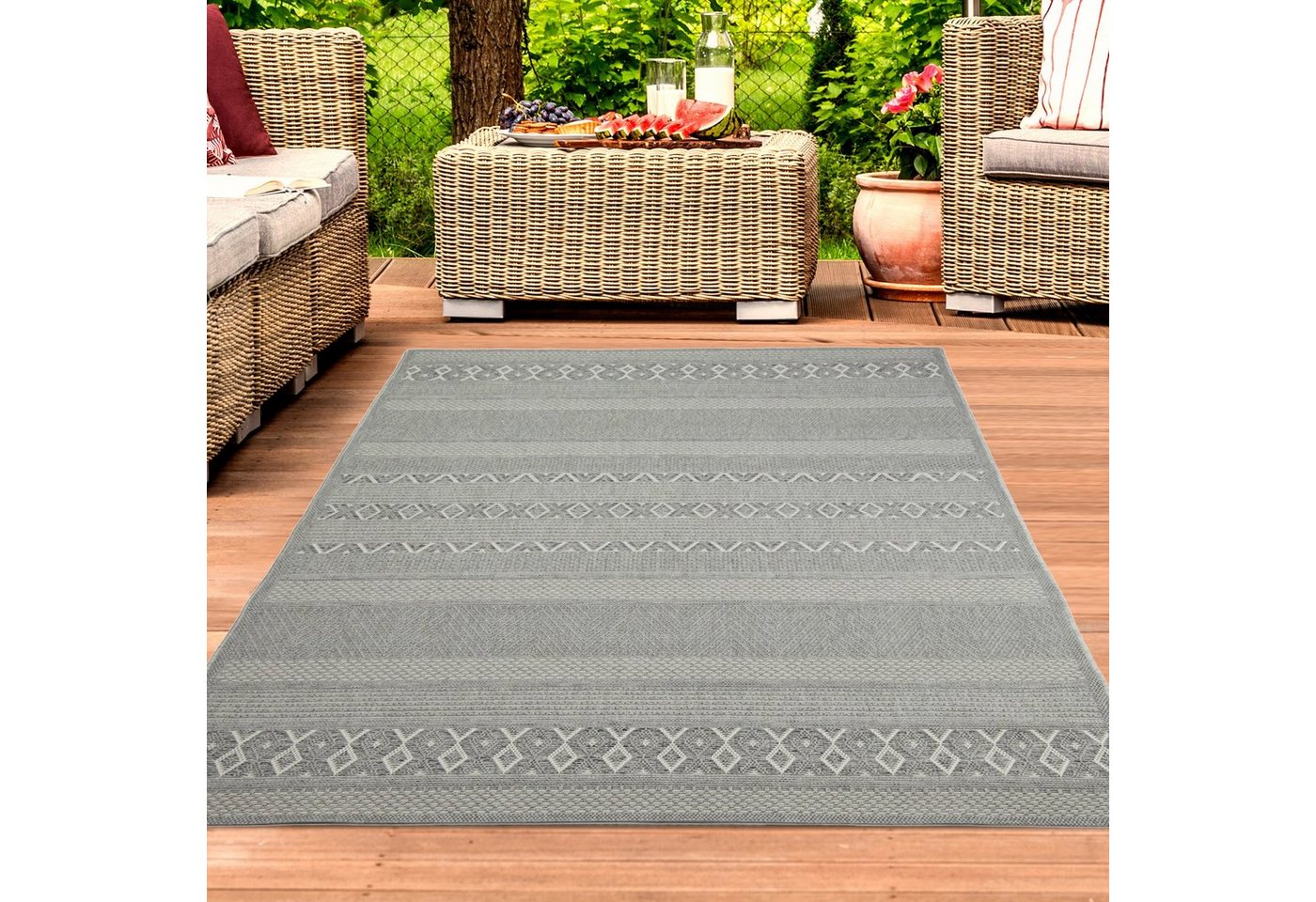 Outdoorteppich In- & Outdoor Teppich in graufarben, TeppichHome24, Rechteckig von TeppichHome24