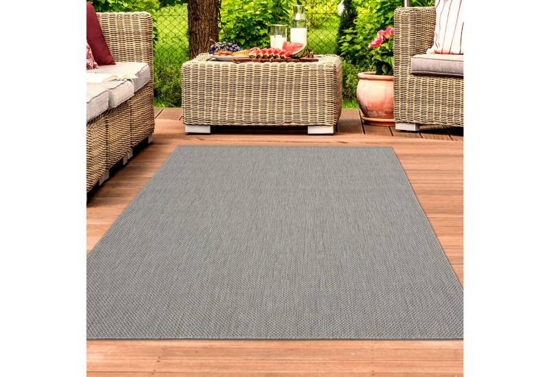 TeppichHome24 Outdoorteppich Teppich Modern Sisal Wintergarten grau, Rechteckig, Höhe: 10 mm von TeppichHome24
