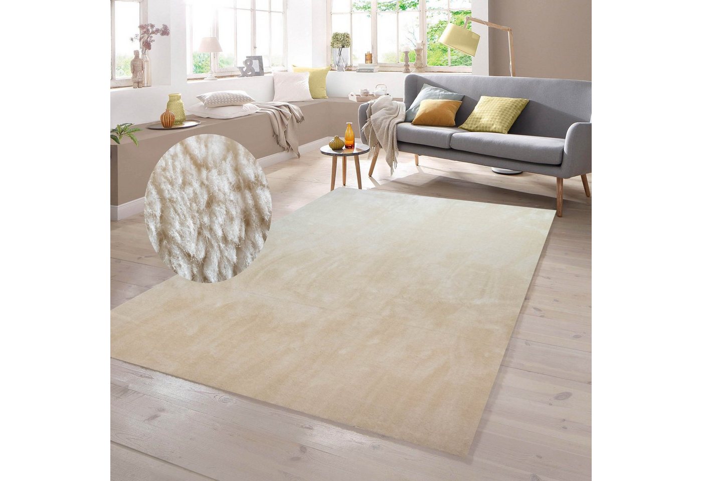 Teppich Teppich Shaggy Flokati in beige, TeppichHome24, rechteckig, Höhe: 18 mm von TeppichHome24