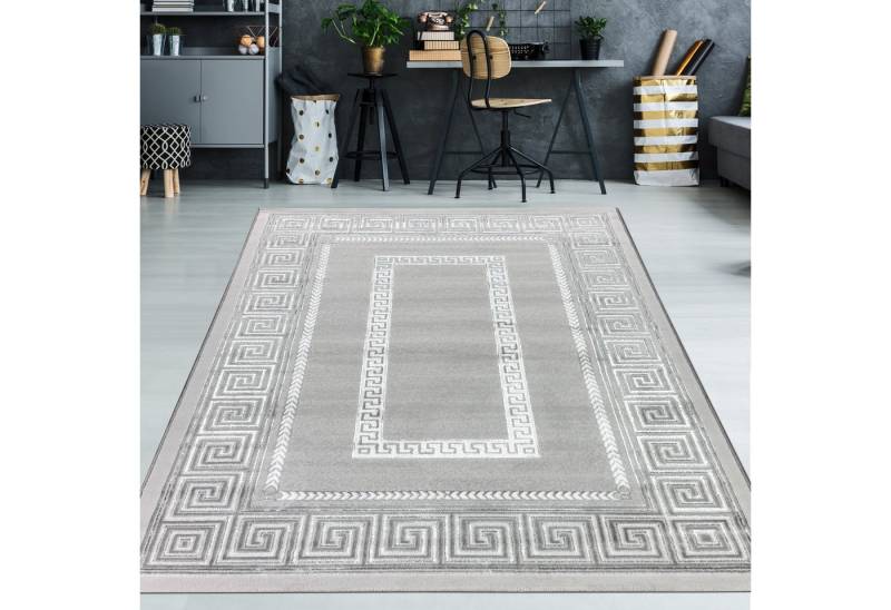 TeppichHome24 Teppich Designer Teppich mit Ornament Bordüre Grau Cream Schwarz, rechteckig von TeppichHome24