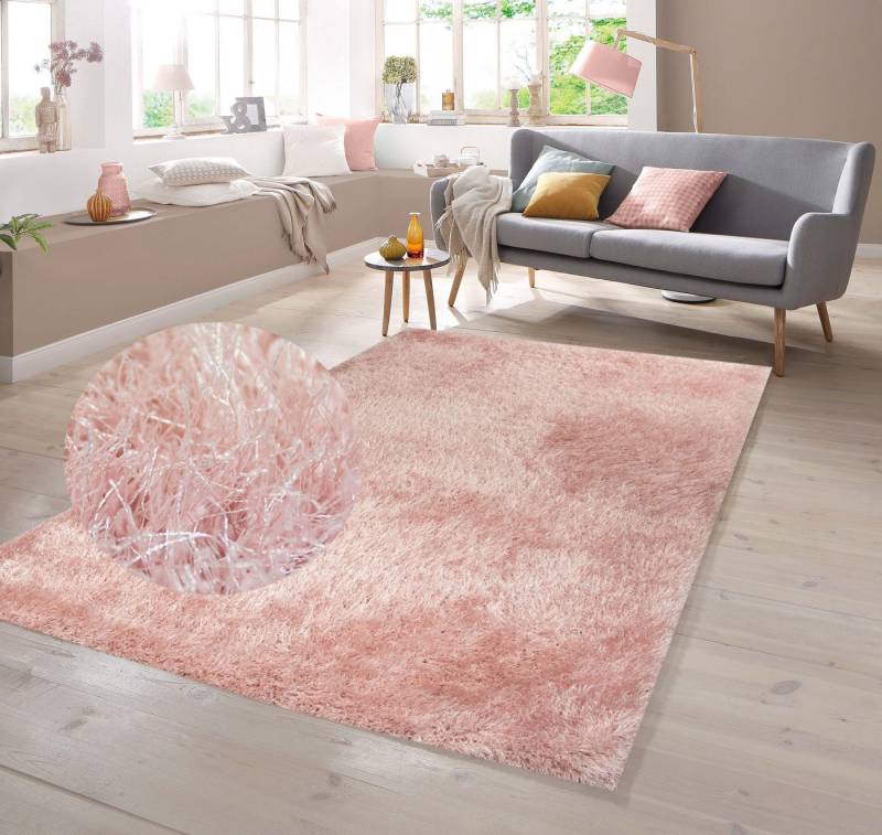 TeppichHome24 Teppich Shaggy Teppich Hochflor in Rosa, rechteckig von TeppichHome24