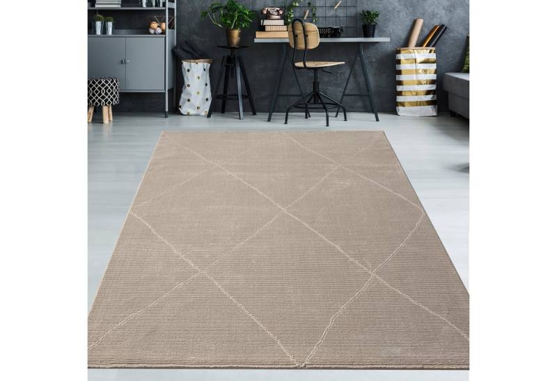 TeppichHome24 Teppich Recycle Teppich mit Rauten in beige, rechteckig von TeppichHome24