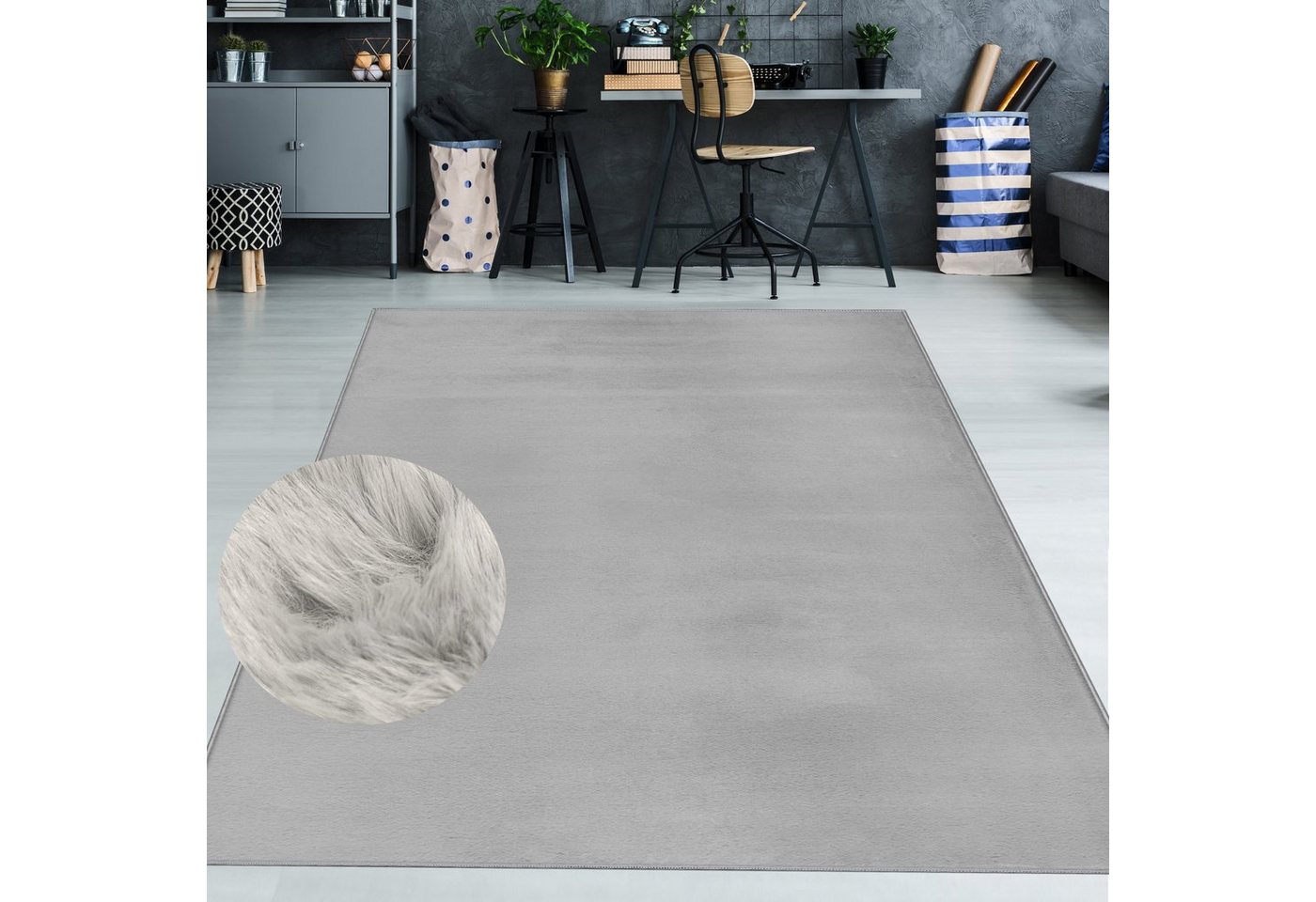 Teppich Klassischer weicher Teppich waschbar in grau, TeppichHome24, rechteckig von TeppichHome24