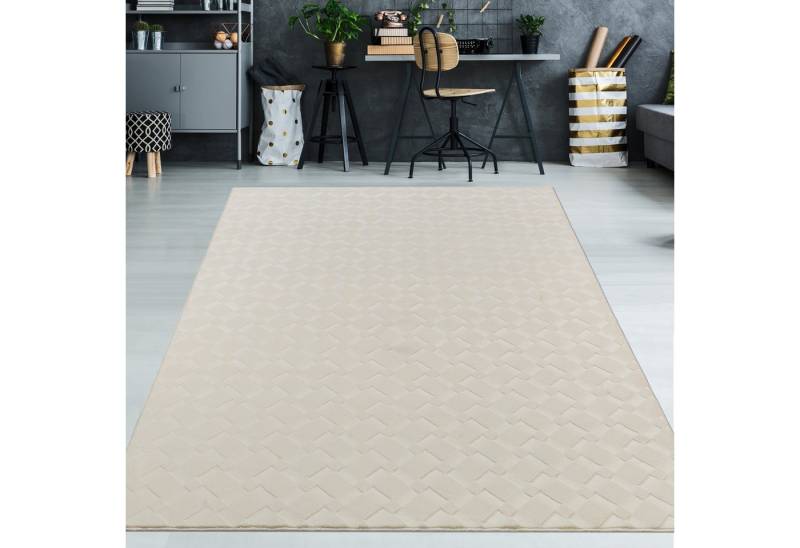 TeppichHome24 Teppich Schöner weicher Teppich mit Rautenmuster in creme, rechteckig von TeppichHome24