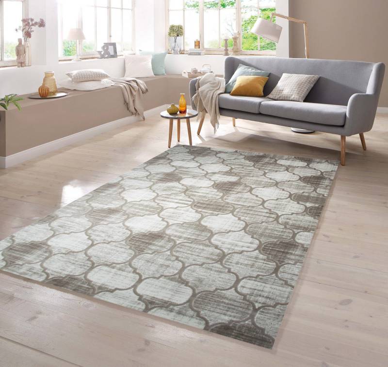 TeppichHome24 Teppich Designer Teppich Marokkanisches Muster in Beige Creme, rechteckig von TeppichHome24