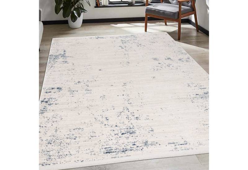 TeppichHome24 Teppich Glänzender Wohnzimmer Teppich in blau-weiß, rechteckig von TeppichHome24