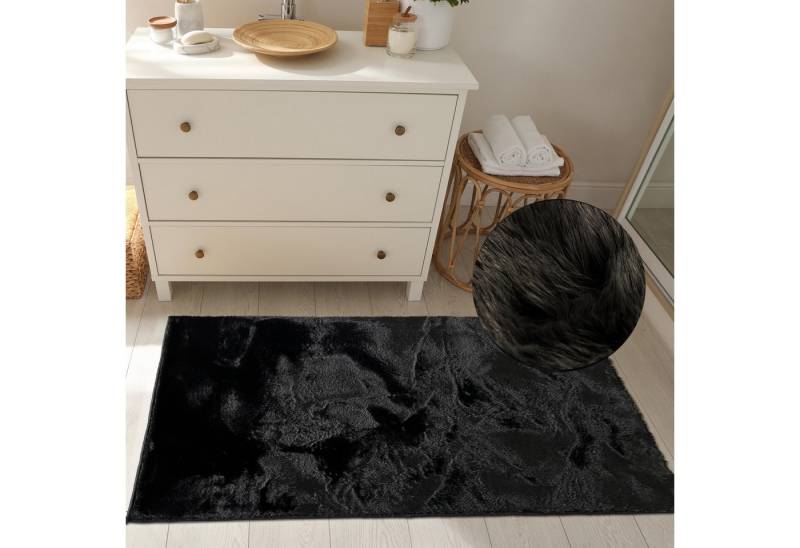 TeppichHome24 Teppich Klassischer weicher Bad-Teppich schön weich in schwarz, rechteckig von TeppichHome24