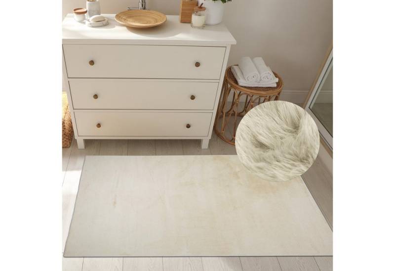 Teppich Klassischer weicher Teppich waschbar in beigefarben, TeppichHome24, rechteckig, Höhe: 11 mm von TeppichHome24