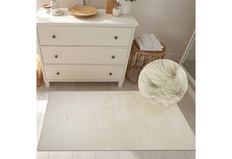 TeppichHome24 Teppich Klassischer weicher Teppich waschbar in beigefarben, rechteckig, Höhe: 11 mm von TeppichHome24