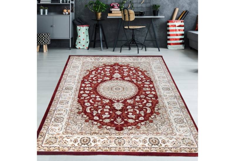TeppichHome24 Teppich Orientalischer Teppich in Creme & Rot, rechteckig, Höhe: 15 mm von TeppichHome24