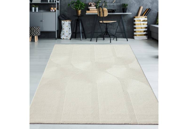 TeppichHome24 Teppich Recycle Teppich mit modernen ovalen Formen in creme, rechteckig von TeppichHome24