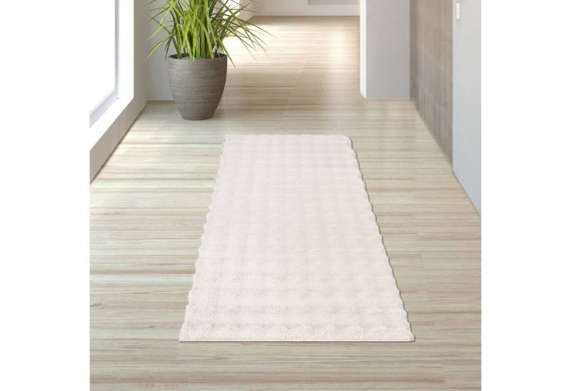 TeppichHome24 Teppich Teppich Wohnzimmer flauschig weich rutschfest mit Bubbleform in weiß, rechteckig von TeppichHome24