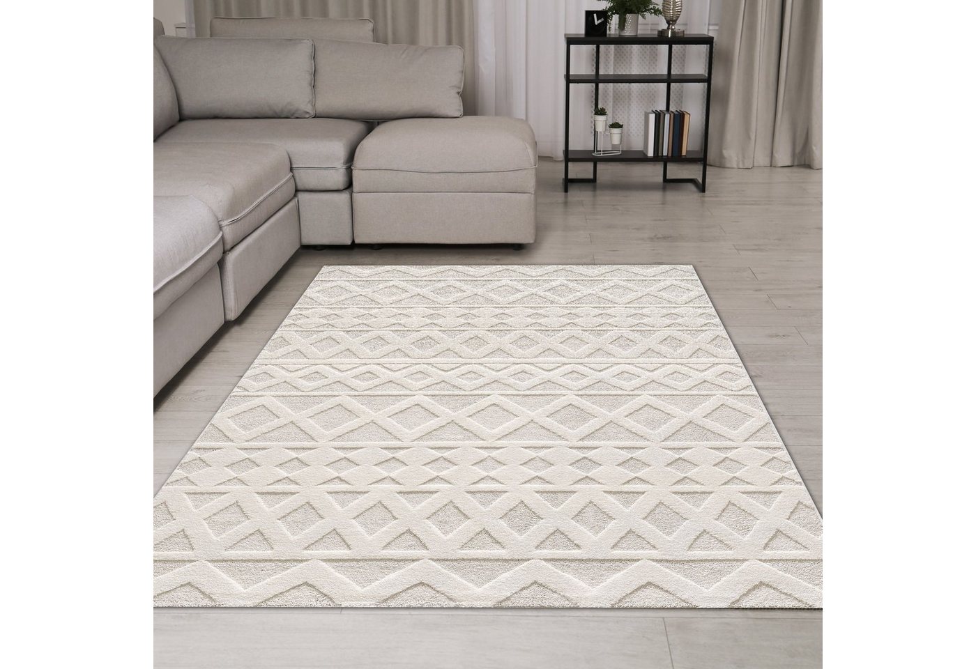 Teppich Teppich mit Skandinavischem Rauten Muster, TeppichHome24, rechteckig von TeppichHome24
