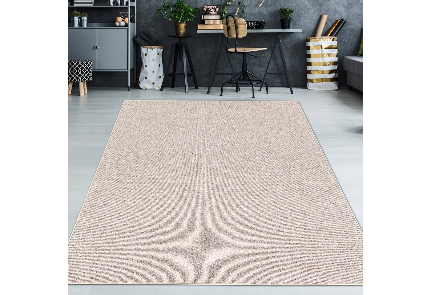 Teppich Teppich mit einfarbigen Design in beige, TeppichHome24, rechteckig, Höhe: 4 mm von TeppichHome24