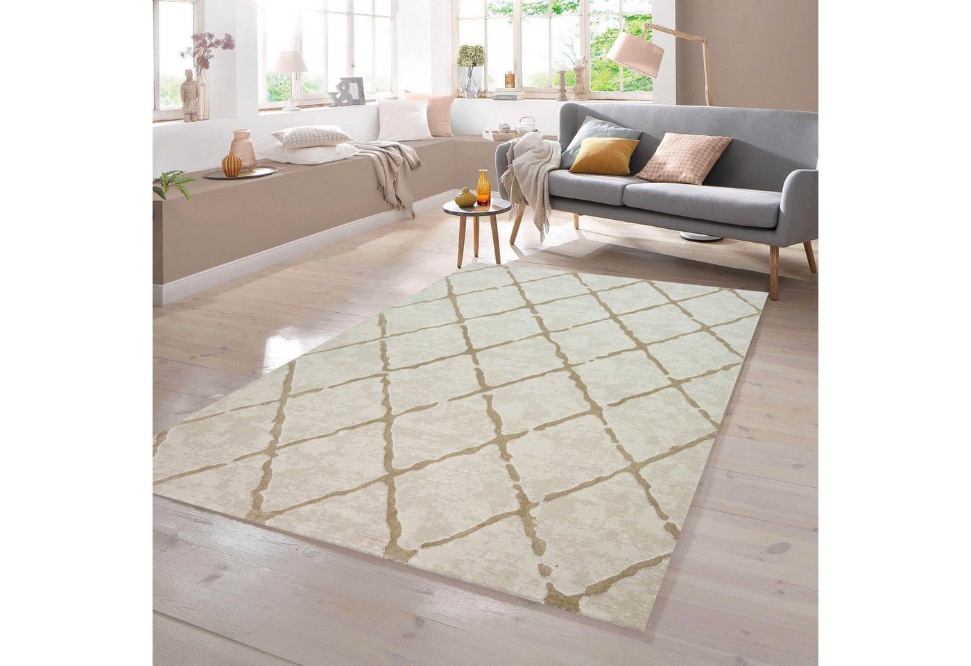 TeppichHome24 Teppich Wohnzimmerteppich Skandinavischer Rauten Muster in Beige, rechteckig TeppichHome24 Teppich Wohnzimmerteppich Skandinavischer Rauten Muster in Beige, rechteckig von TeppichHome24