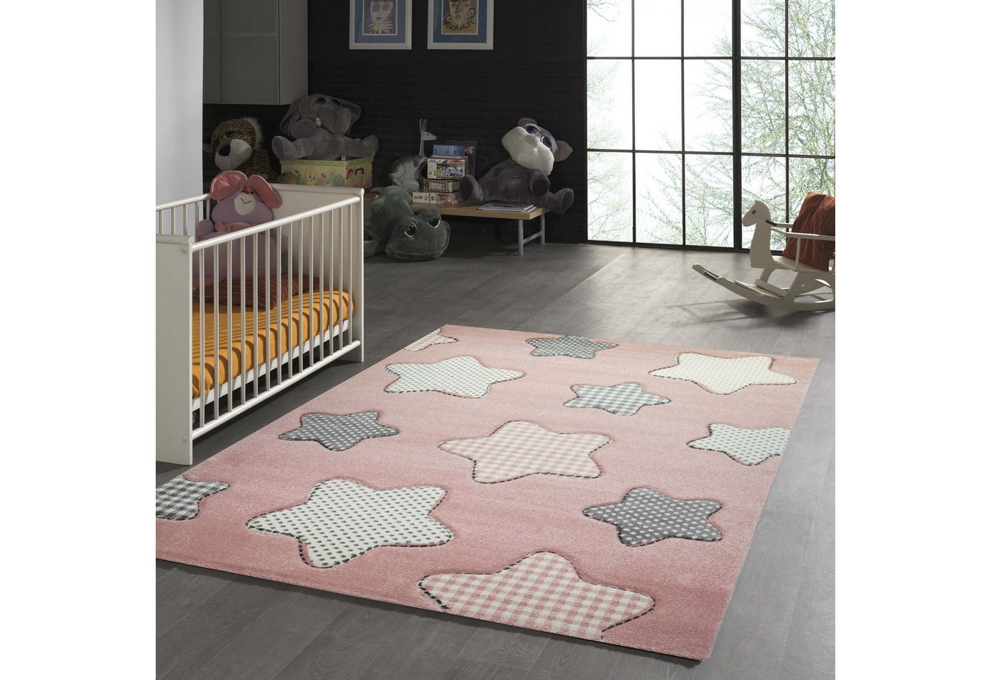 TeppichHome24 Kinderteppich Kinderteppich Herze Mädchen in rosa creme grau, rechteckig TeppichHome24 Kinderteppich Kinderteppich Herze Mädchen in rosa creme grau, rechteckig von TeppichHome24