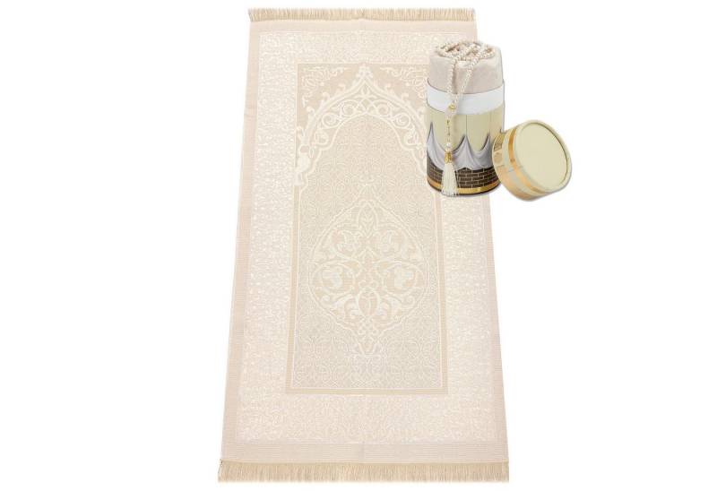 TeppichHome24 Teppich Gebetsteppich Creme 65 x 110 cm mit Geschenkbox und 99er Gebetskette, rechteckig TeppichHome24 Teppich Gebetsteppich Creme 65 x 110 cm mit Geschenkbox und 99er Gebetskette, rechteckig von TeppichHome24