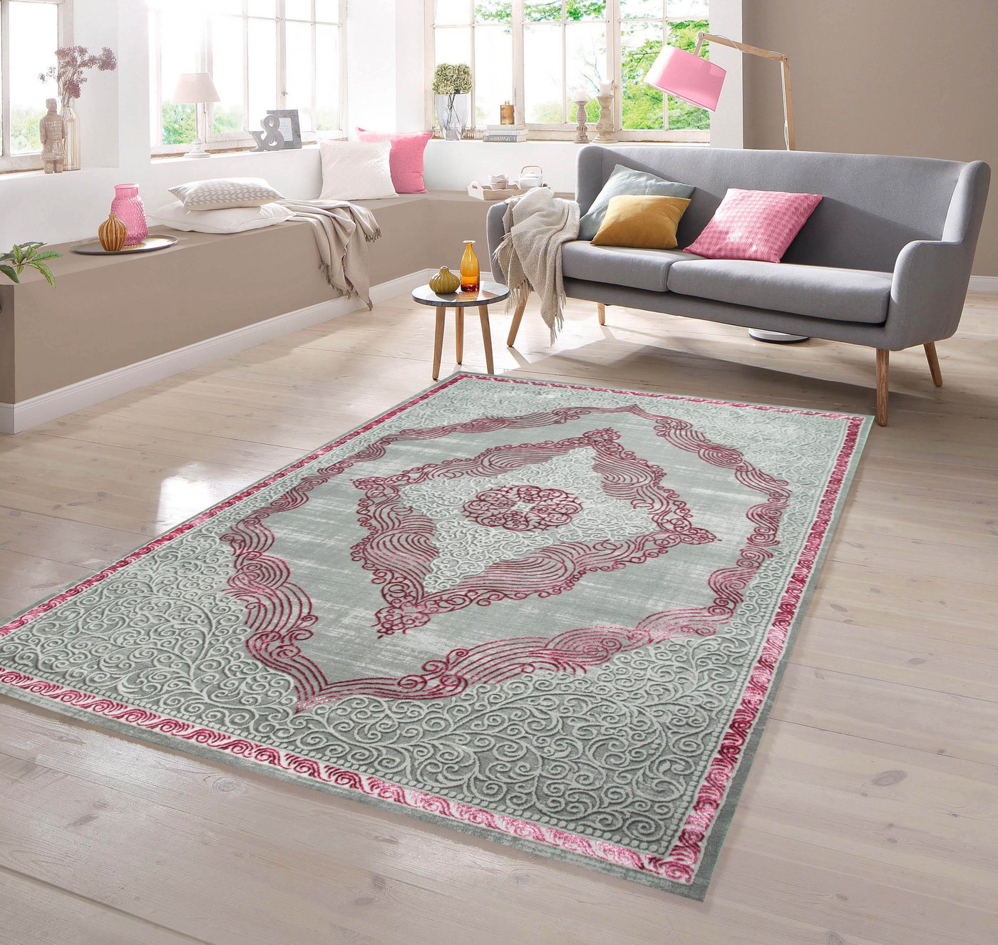 TeppichHome24 Teppich Designer Teppich Orientteppich in Grau Silber Rosa, rechteckig, Höhe: 10 mm TeppichHome24 Teppich Designer Teppich Orientteppich in Grau Silber Rosa, rechteckig, Höhe: 10 mm von TeppichHome24