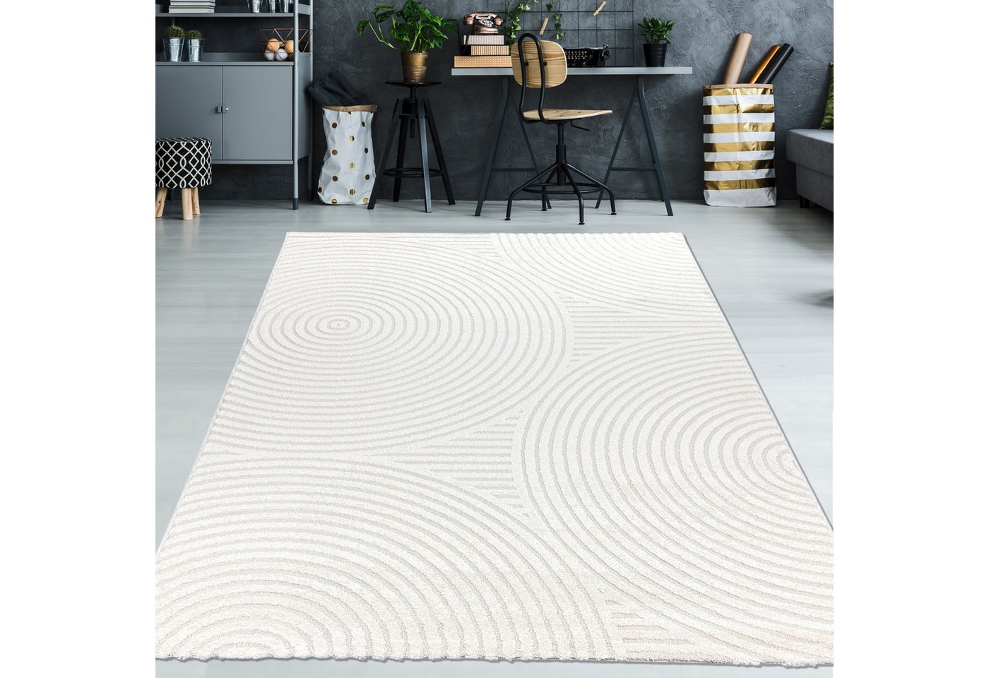 TeppichHome24 Teppich Designer Wohnzimmerteppich mit geometrischem Kreisemuster in creme, rechteckig, Höhe: 14 mm TeppichHome24 Teppich Designer Wohnzimmerteppich mit geometrischem Kreisemuster in creme, rechteckig, Höhe: 14 mm von TeppichHome24