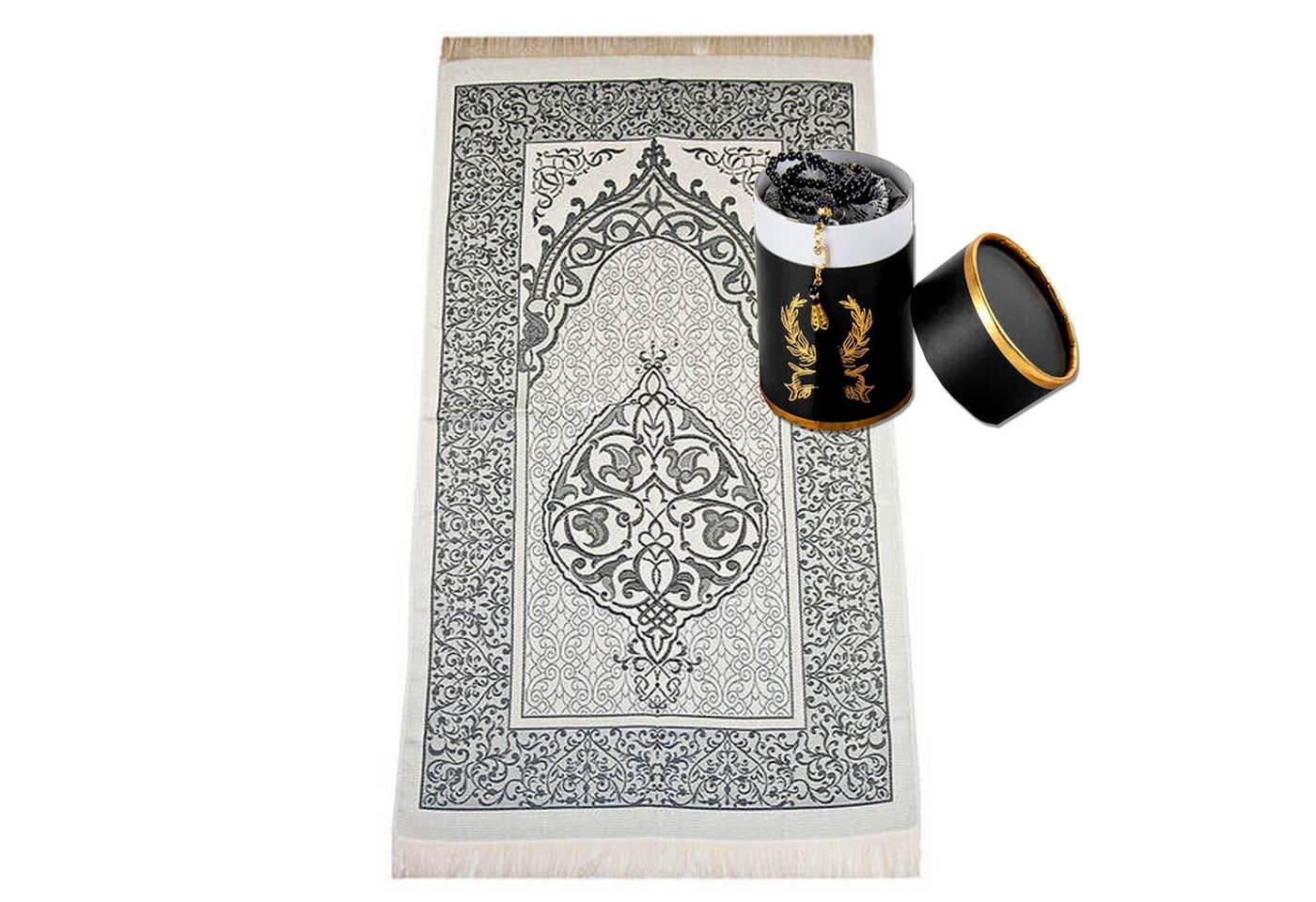 TeppichHome24 Teppich Gebetsteppich Grau 65 x 110 cm mit Geschenkbox und 99er Gebetskette, rechteckig TeppichHome24 Teppich Gebetsteppich Grau 65 x 110 cm mit Geschenkbox und 99er Gebetskette, rechteckig von TeppichHome24
