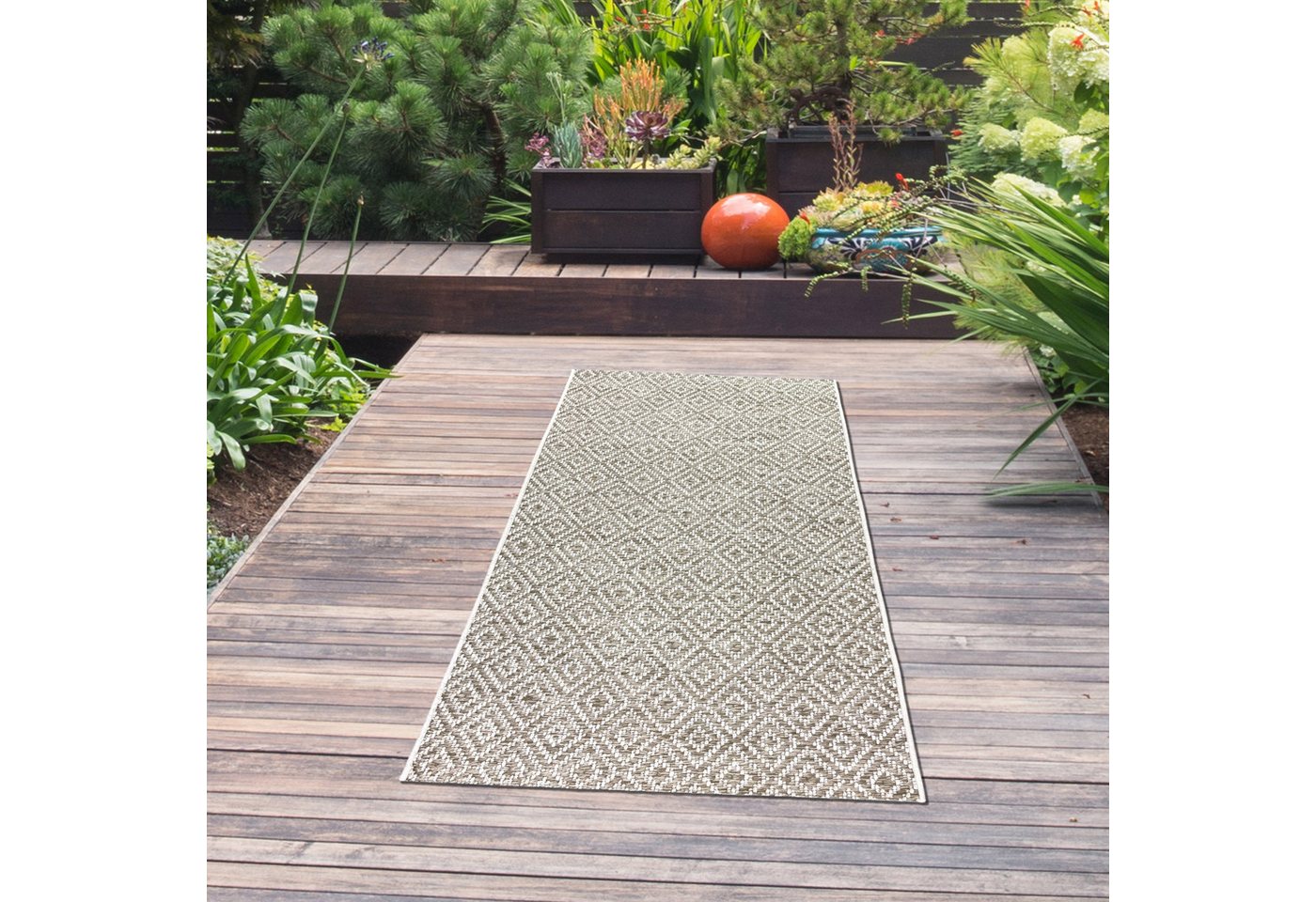 TeppichHome24 Teppich In- & Outdoorteppich Terrasse kurzflor im Rautenmuster in beige, rechteckig TeppichHome24 Teppich In- & Outdoorteppich Terrasse kurzflor im Rautenmuster in beige, rechteckig von TeppichHome24