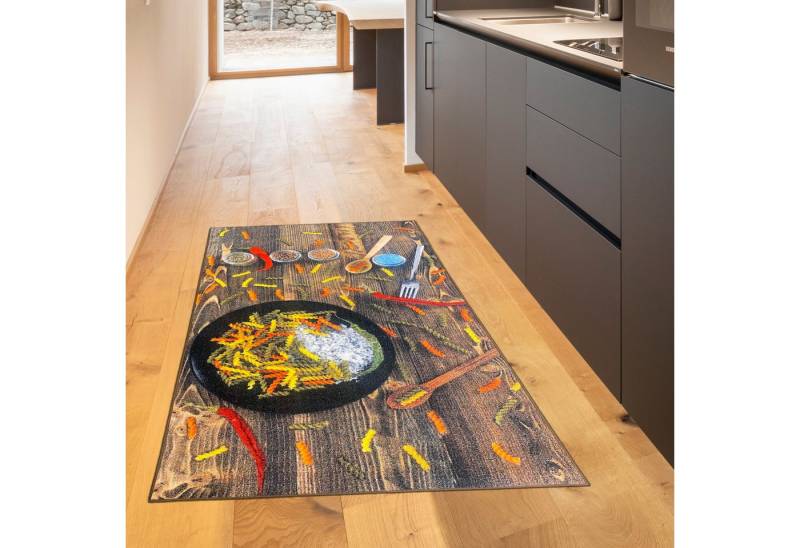 TeppichHome24 Teppich Küchenteppich waschbar Bunte Chilis Rot Grün, rechteckig TeppichHome24 Teppich Küchenteppich waschbar Bunte Chilis Rot Grün, rechteckig von TeppichHome24