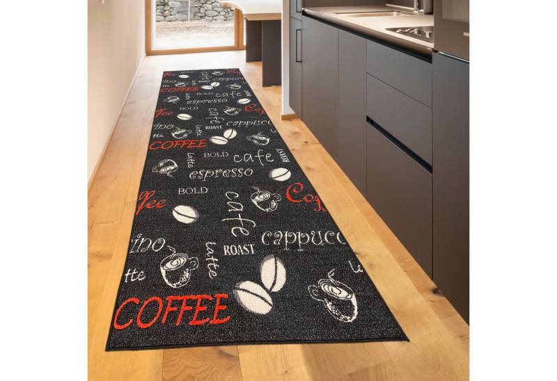 TeppichHome24 Teppich Moderner Läufer mit Coffee-Motiv – Rutschfester Teppich in Schwarz, rechteckig, Höhe: 0.5 mm TeppichHome24 Teppich Moderner Läufer mit Coffee-Motiv – Rutschfester Teppich in Schwarz, rechteckig, Höhe: 0.5 mm von TeppichHome24