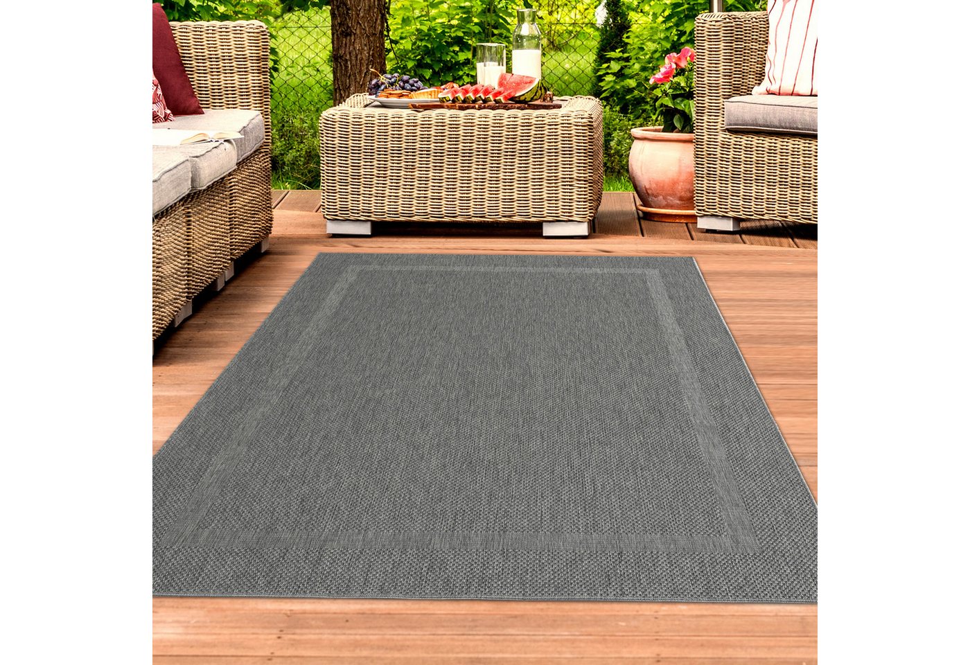 TeppichHome24 Teppich Sisalteppich mit dezenter Bordüre in anthrazit, rechteckig TeppichHome24 Teppich Sisalteppich mit dezenter Bordüre in anthrazit, rechteckig von TeppichHome24