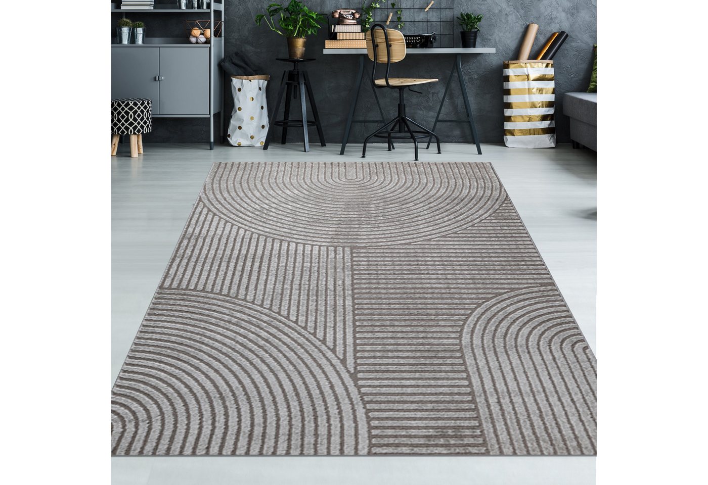 TeppichHome24 Teppich Teppich grau strukturiert pflegeleicht & robust für Wohnbereiche, rechteckig von TeppichHome24
