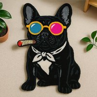 French Bulldog Rug - Tufting Teppich Mit Hund in Brille | Geschenkidee Für Männer Perfekt Gaming Room, Lounge Handgemacht Von Kult von TeppichKult