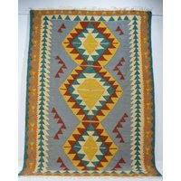 No 404 Handmade Rug Carpet Nomad Kelim Unique Item Nature Color Wool On Cotton Quality Kilim 233 X 168 cm. | 7, 6 5, 5 Ft. No 404 Handmade Rug Carpet Nomad Kelim Unique Item Nature Color Wool On Cotton Quality Kilim 233 X 168 cm. | 7, 6 5, 5 Ft. von Teppichhaus