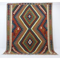 No 75 Handmade Rug Carpet Nomad Kelim Unique Item Nature Color Wool On High Quality Kilim 243 X 203 cm. | 8 6, 7 Ft. No 75 Handmade Rug Carpet Nomad Kelim Unique Item Nature Color Wool On High Quality Kilim 243 X 203 cm. | 8 6, 7 Ft. von Teppichhaus