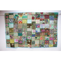 Tapestry Wall Hanging Tablecloth Table Runner Patchwork Blue Good Finish Ca 200 X 100 cm. | 6, 6 3.3 Ft Tapestry Wall Hanging Tablecloth Table Runner Patchwork Blue Good Finish Ca 200 X 100 cm. | 6, 6 3.3 Ft von Teppichhaus