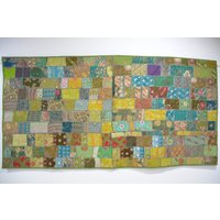 Tapestry Wall Hanging Tablecloth Table Runner Patchwork Green Good Finish Ca 200 X 100 cm. | 6, 6 3.3 Ft Tapestry Wall Hanging Tablecloth Table Runner Patchwork Green Good Finish Ca 200 X 100 cm. | 6, 6 3.3 Ft von Teppichhaus