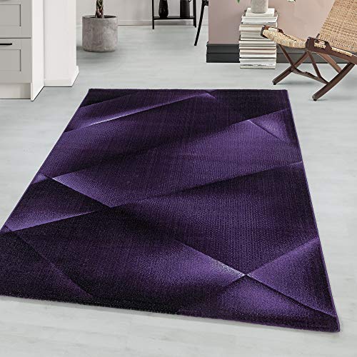 Kurzflor Wohnzimmerteppich Abstrakt Muster Soft Flur Teppich Wohnzimmer Schlafzimmer Flur Pflegeleicht Rechteckig Flauschiger Teppich in Farbe: Lila, Grösse: 200 x 290 cm von Teppium