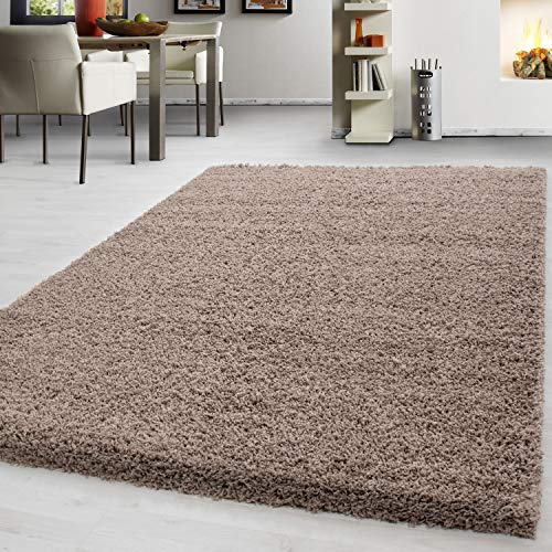 Teppium Moderner Hochflor Teppich Läufer Flur 80 x 150 cm Beige - Shaggy Flauschiger Teppich, Extra Weich und Pflegeleicht - Ideal als Bettvorleger Schlafzimmer, Küchenläufer, Wohnzimmerteppich von Teppium