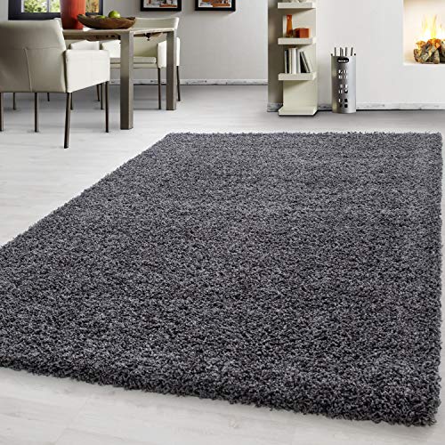 Teppium Moderner Hochflor Teppich Läufer Flur 60 x 110 cm Grau - Shaggy Flauschiger Teppich, Extra Weich und Pflegeleicht - Ideal als Bettvorleger Schlafzimmer, Küchenläufer, Wohnzimmerteppich von Teppium