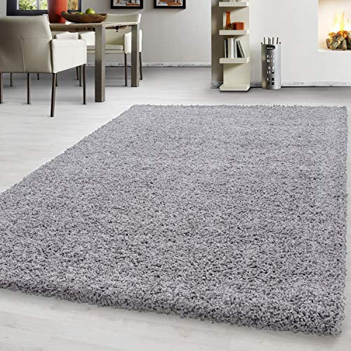 Teppium Moderner Hochflor Teppich Läufer Flur 60 x 110 cm Hellgrau - Shaggy Flauschiger Teppich, Extra Weich, Pflegeleicht - Ideal als Bettvorleger Schlafzimmer, Küchenläufer, Wohnzimmerteppich von Teppium