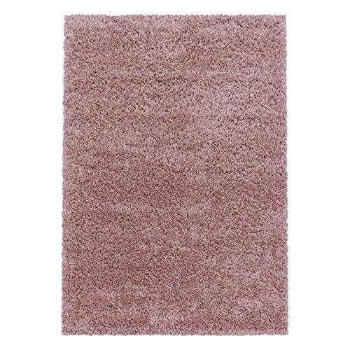 Teppium Moderner Hochflor Teppich Läufer Flur 60 x 110 cm Rosa - Shaggy Flauschiger Teppich, Extra Weich und Pflegeleicht - Ideal als Bettvorleger Schlafzimmer, Küchenläufer, Wohnzimmerteppich von Teppium