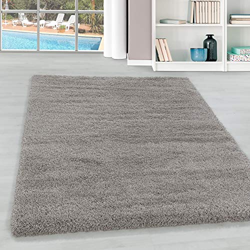 Hochflor Teppich Wohnzimmer Einfarbig Schlafzimmer Esszimmer Flur Läufer Unicolor & Einfarbig Weich & Flauschig Langflor Pflegeleicht Läufer Teppich in Farbe: Beige, Grösse: 80 x 150 cm von Teppium