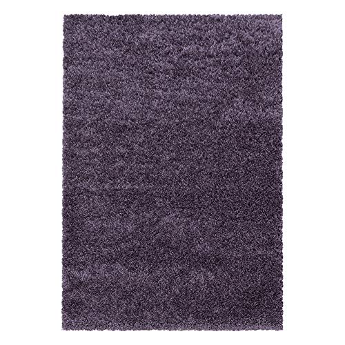 Teppium Moderner Hochflor Teppich Läufer Flur 60 x 110 cm Violett - Shaggy Flauschiger Teppich, Extra Weich, Pflegeleicht - Ideal als Bettvorleger Schlafzimmer, Küchenläufer, Wohnzimmerteppich von Teppium