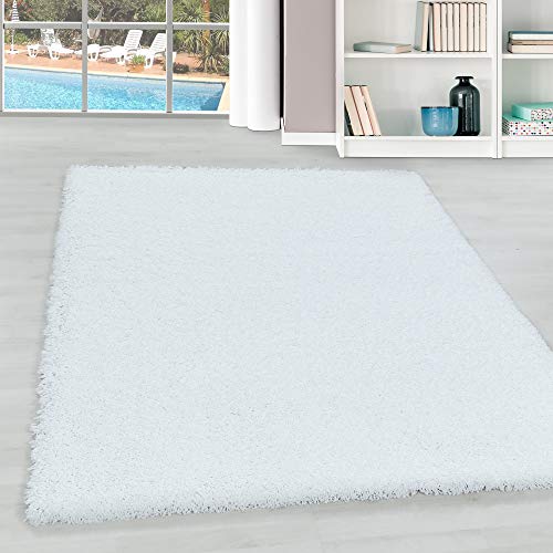 Teppium Moderner Hochflor Teppich Läufer Flur 100 x 200 cm Weiß - Shaggy Flauschiger Teppich, Extra Weich und Pflegeleicht - Ideal als Bettvorleger Schlafzimmer, Küchenläufer, Wohnzimmerteppich von Teppium