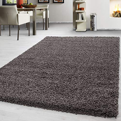 Teppium Moderner Hochflor Teppich Wohnzimmer 200x300 (200 x 290 cm) Taupe - Shaggy Flauschiger Teppich, Extra Weich, Pflegeleicht und Einfarbig - für Schlafzimmer, Küche und Esszimmer von Teppium