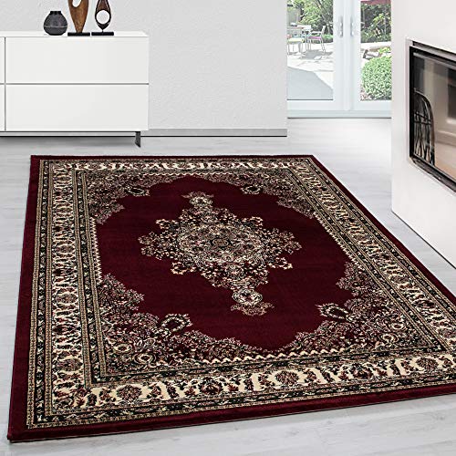 Teppium Kurzflor Teppich Wohnzimmer 160x230 cm Rot Vintage Look - Orientteppich Waschbar, Orientalisch Design, Pflegeleicht und Weich - Ideal für Schlafzimmer, Esszimmer und als Küchenteppich von Teppium