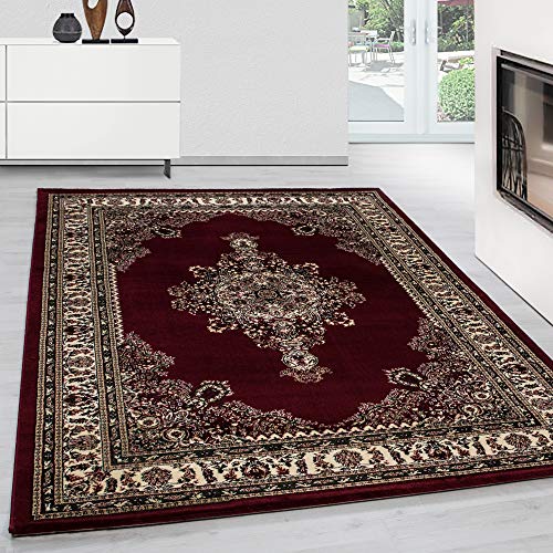 Teppium Kurzflor Teppich Wohnzimmer 200x300 (200 x 290 cm) Rot Vintage Look - Orientteppich Waschbar, Orientalisch Design, Pflegeleicht, Weich - Ideal für Schlafzimmer, Esszimmer und als Küchenteppich von Teppium