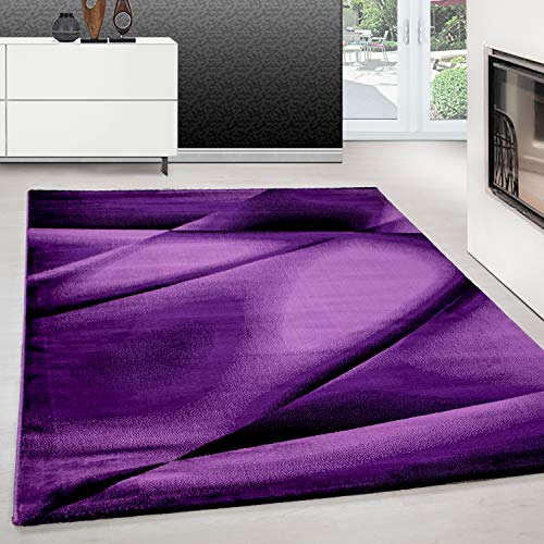 Teppium Moderner Kurzflor Teppich Wohnzimmer 140 x 200 cm Lila - Flauschiger Teppich Waschbar, Abstrakt Design, Pflegeleicht, Weich - Ideal für Schlafzimmer, Esszimer und als Küchenteppich von Teppium