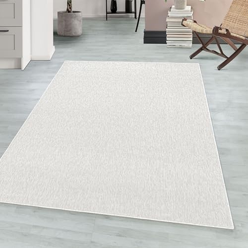 Teppium Moderner Kurzflor Teppich Wohnzimmer 120 x 170 cm Creme - Waschbarer Teppich Meliert, Flauschig, Weich und Einfarbig - für Schlafzimmer, Esszimmer oder Küche von Teppium